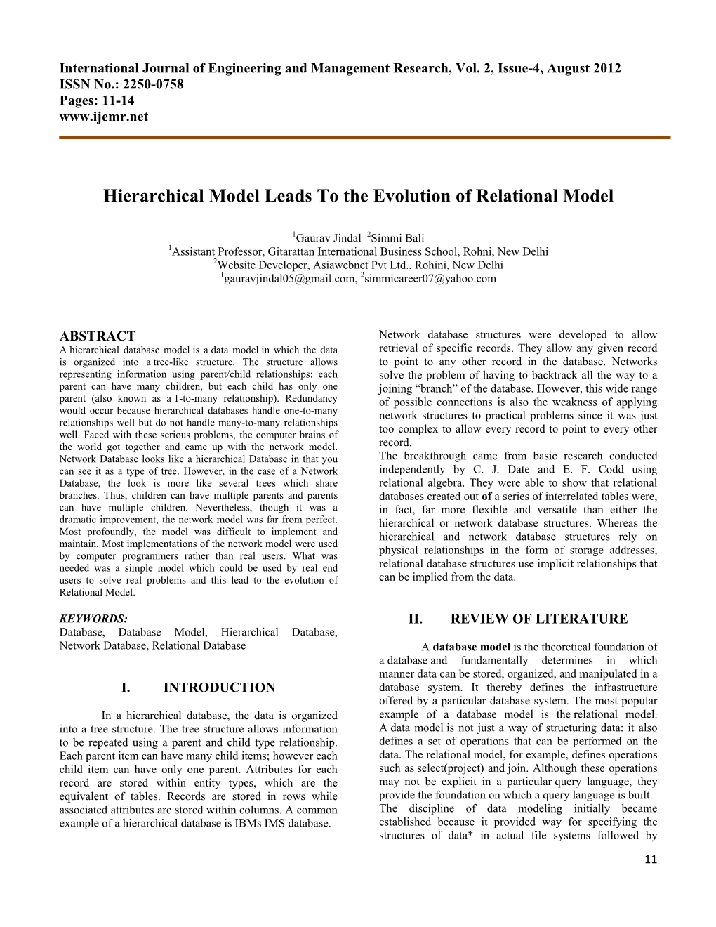 Hierarchical Model Leads to the Evolution of Relational Model