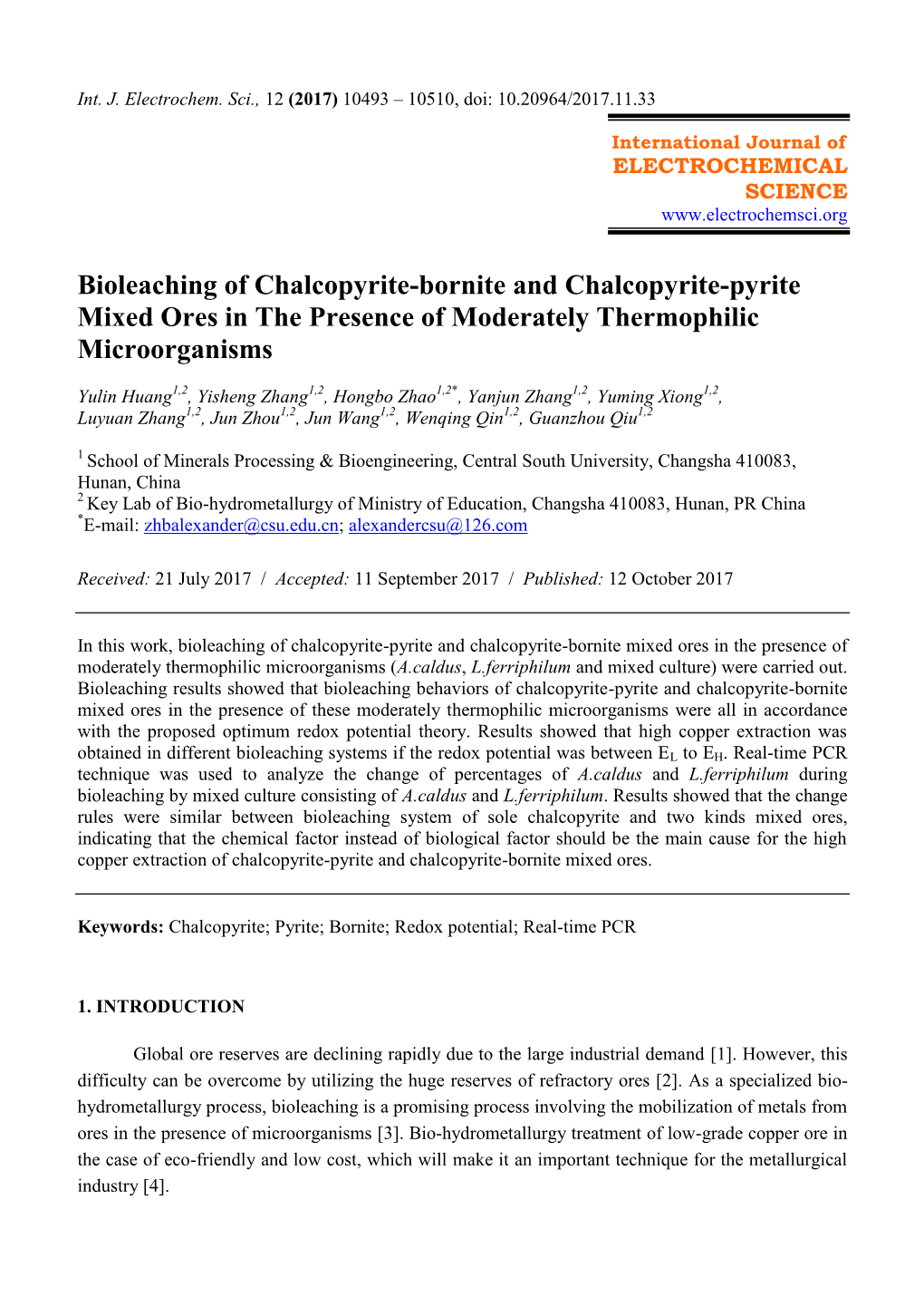 Bioleaching of Chalcopyrite-Bornite and Chalcopyrite-Pyrite Mixed Ores in the Presence of Moderately Thermophilic Microorganisms