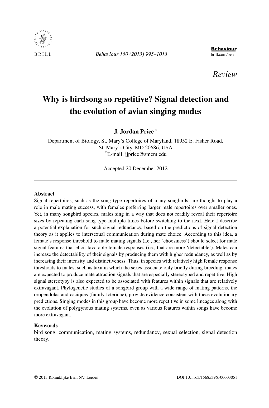 Signal Detection and the Evolution of Avian Singing Modes