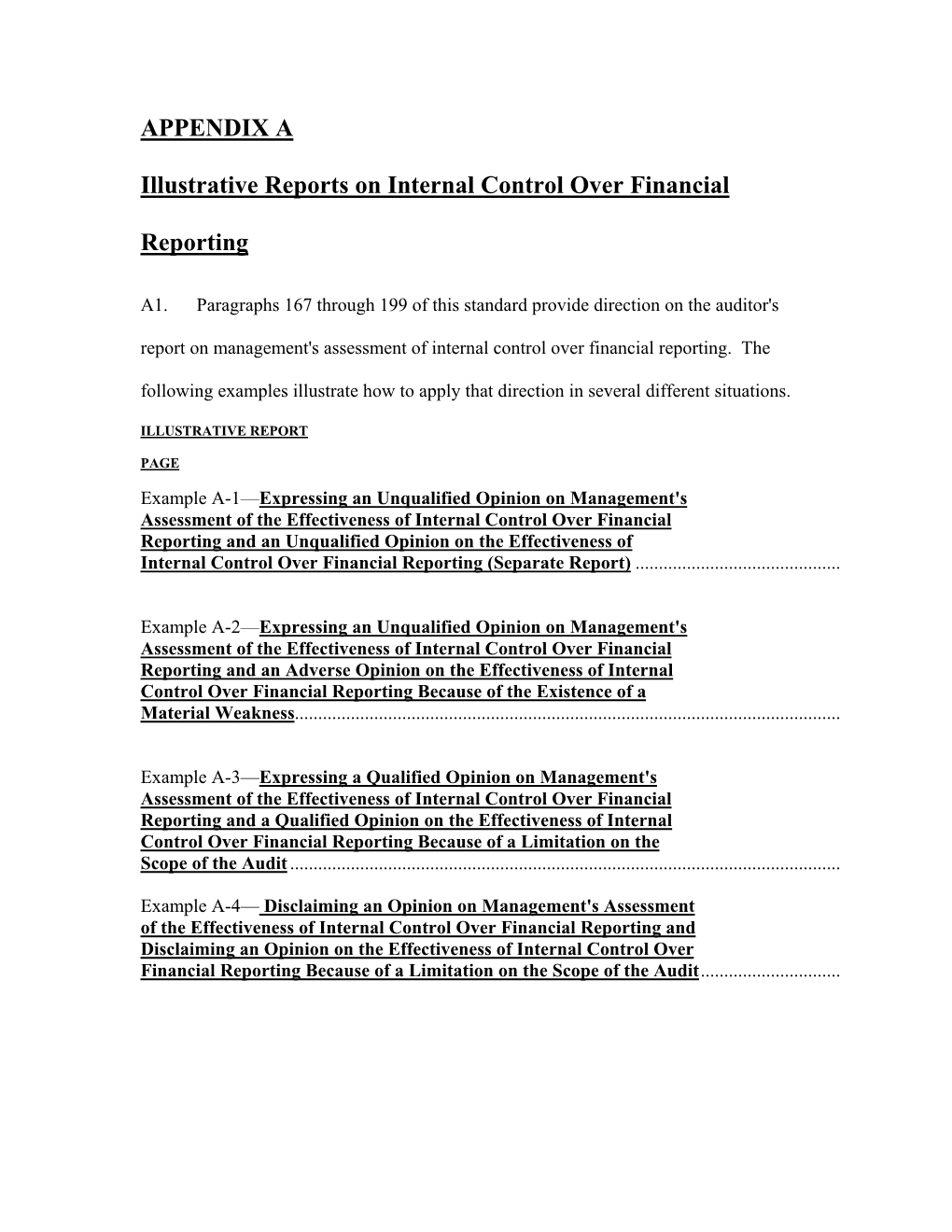 APPENDIX a Illustrative Reports on Internal Control Over