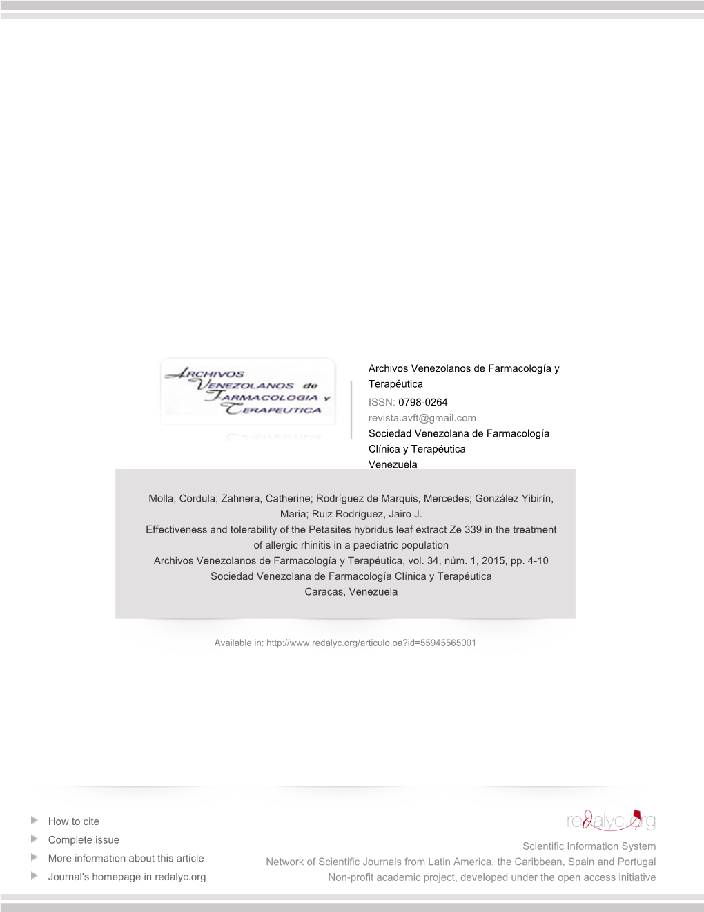 Redalyc.Effectiveness and Tolerability of the Petasites Hybridus Leaf Extract