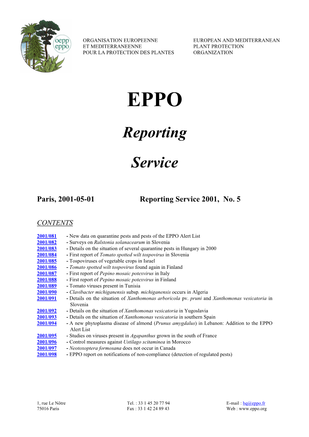 Reporting Service 2001, No