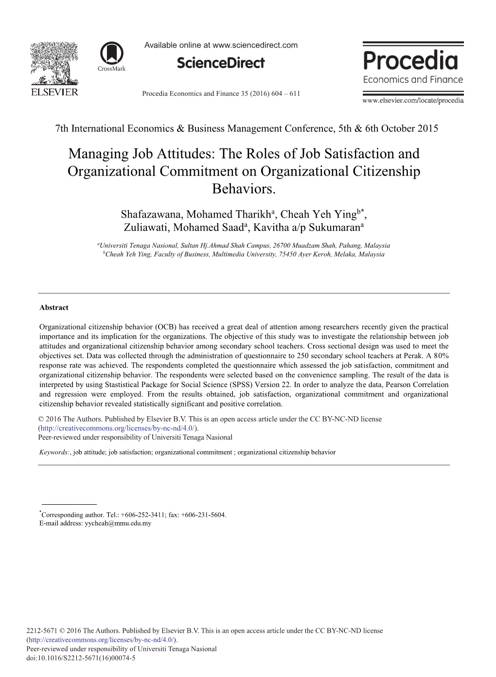 Managing Job Attitudes: the Roles of Job Satisfaction and Organizational Commitment on Organizational Citizenship Behaviors