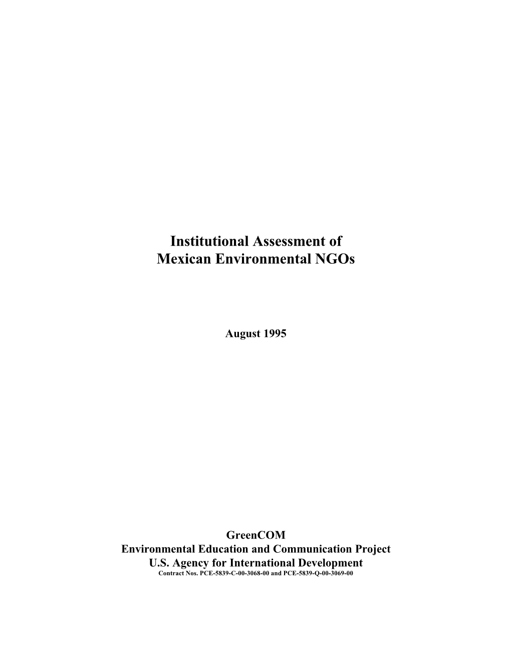 Institutional Assessment of Mexican Environmental Ngos