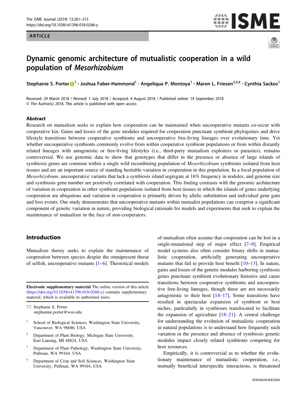 Dynamic Genomic Architecture of Mutualistic Cooperation in a Wild Population of Mesorhizobium