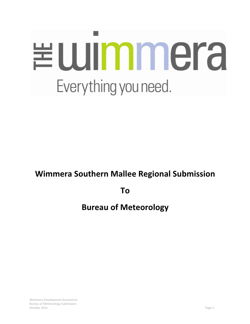 Wimmera Southern Mallee Regional Submission to Bureau Of