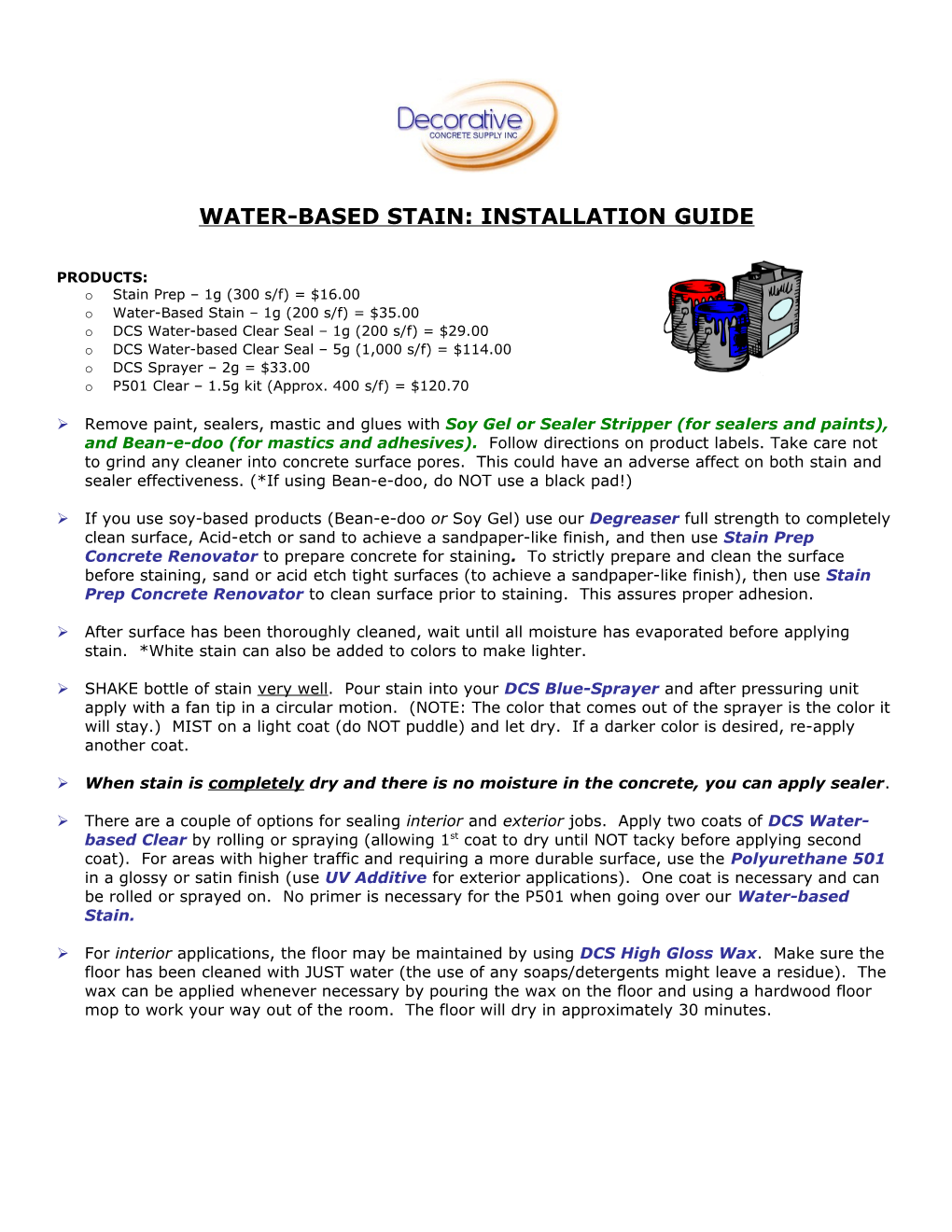 Directions for Prep and Acid Staining of Concrete Surfaces