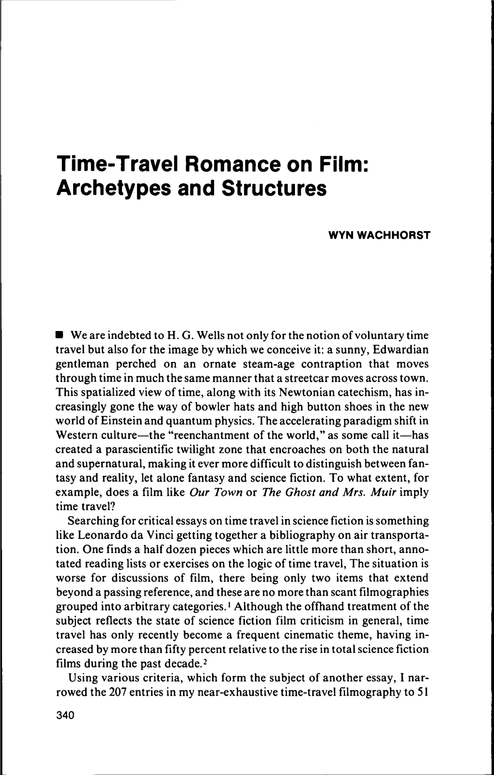 Time-Travel Romance on Film: Archetypes and Structures