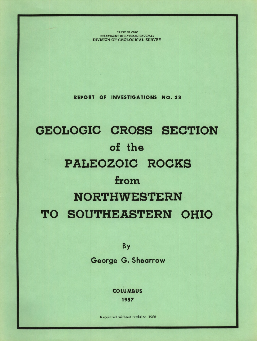 Geologic Cross Section Paleozoic Rocks