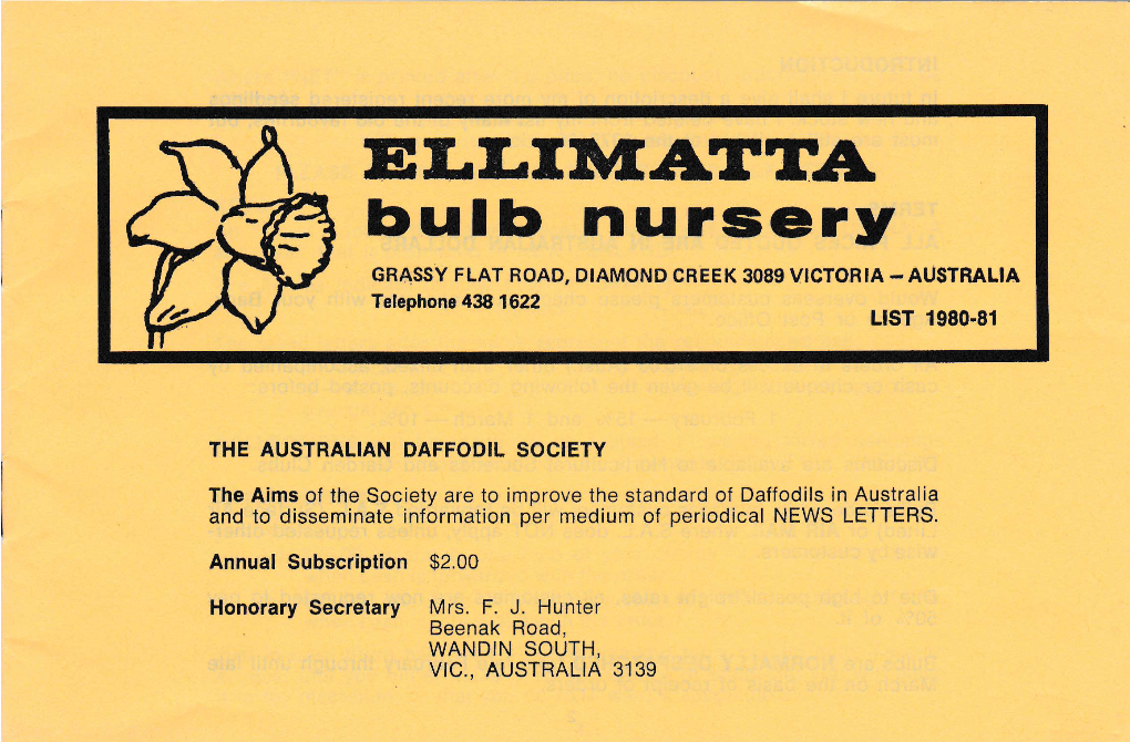 Ellimatta Daffodil Nursery, 1980-81