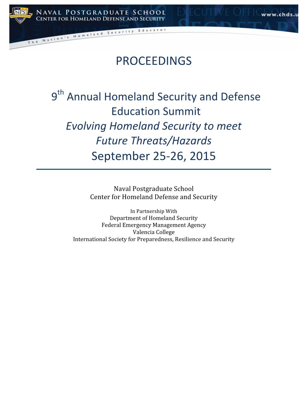 9Th Annual Homeland Defense & Security Education Summit