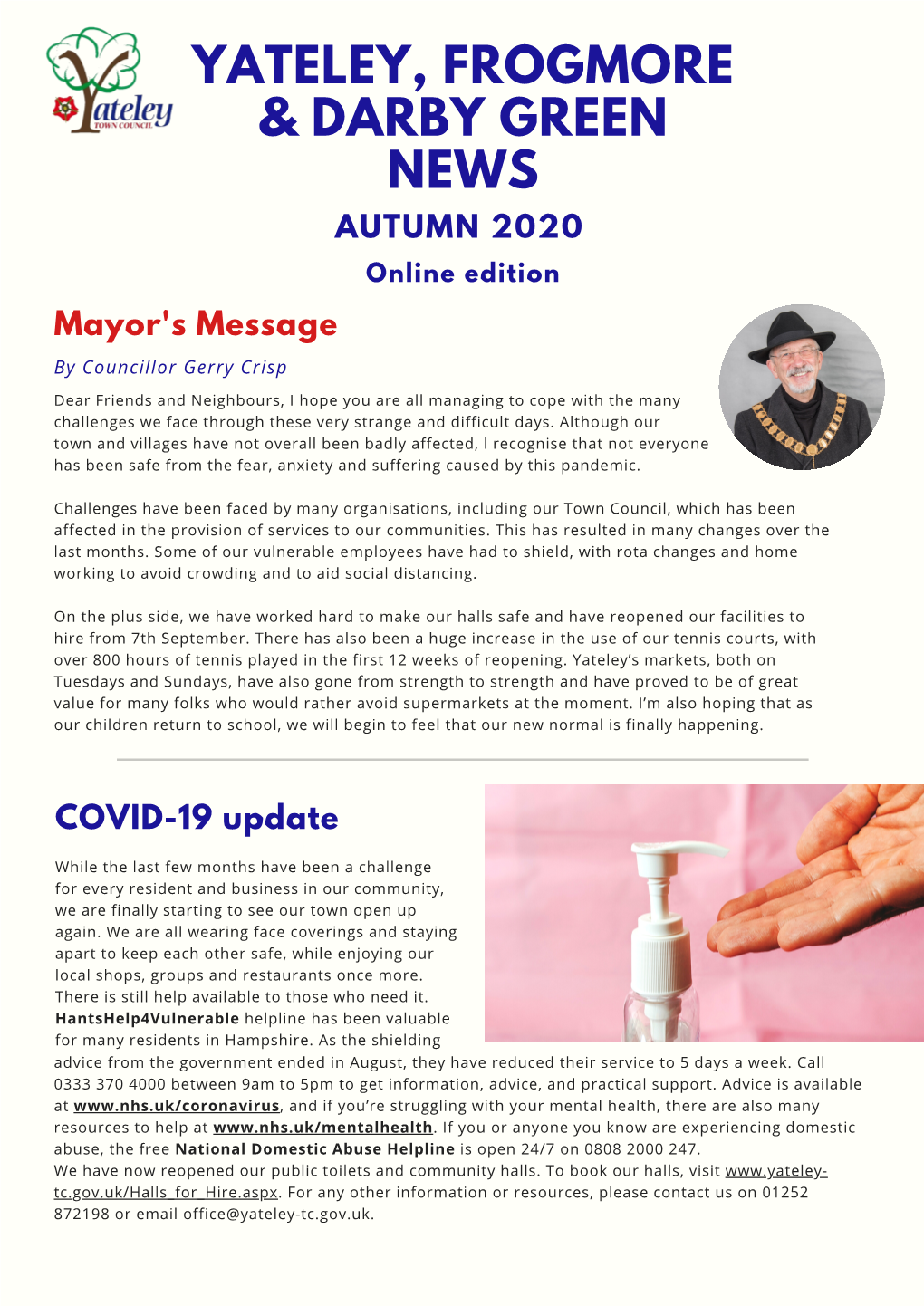 AUTUMN 2020 Online Edition Mayor's Message by Councillor Gerry Crisp