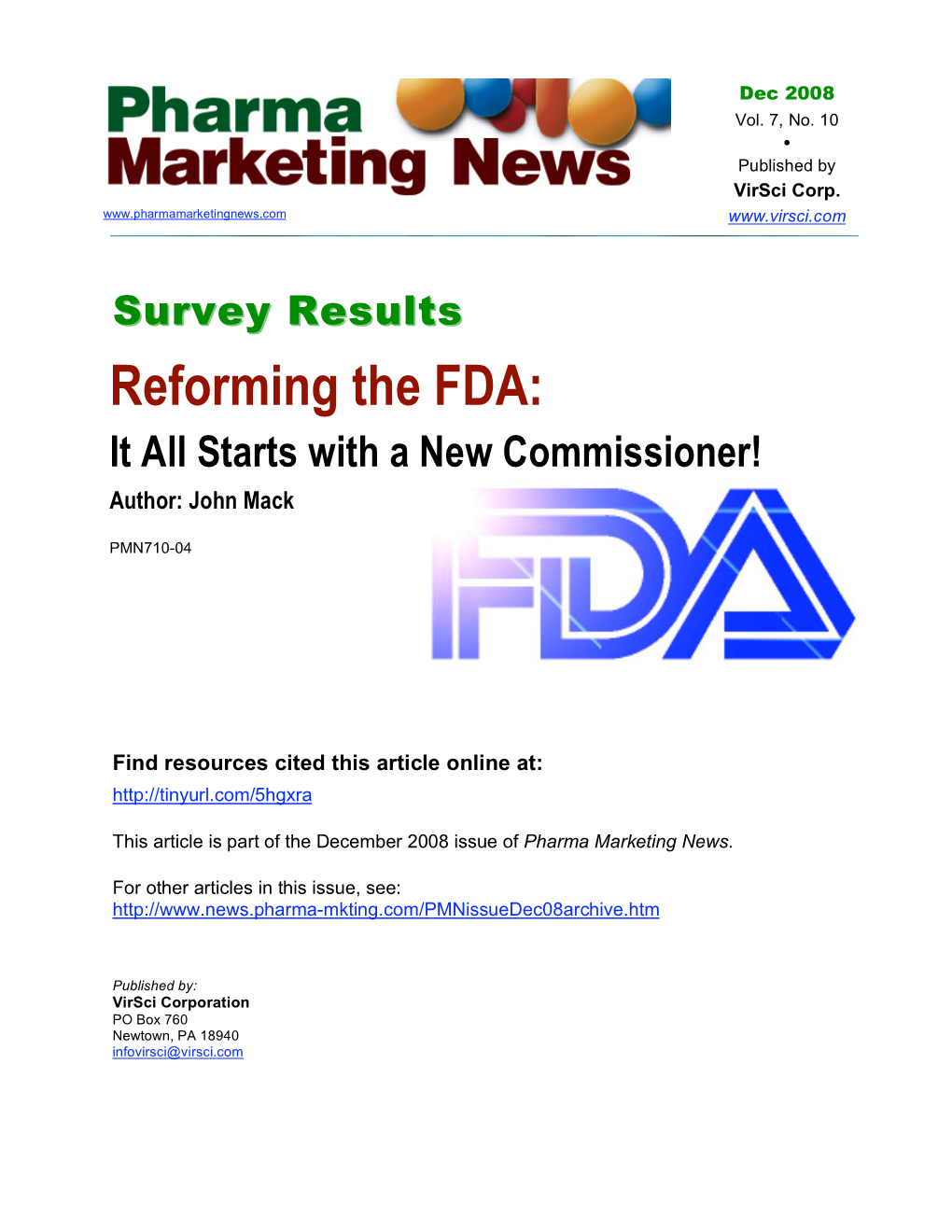 Reforming the FDA