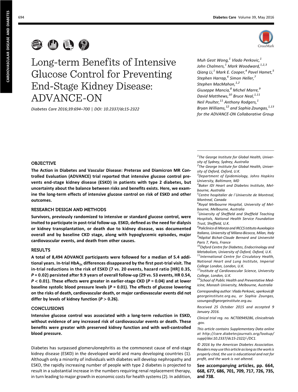 Long-Term Benefits of Intensive Glucose Control for Preventing End-Stage Kidney Disease: ADVANCE-ON