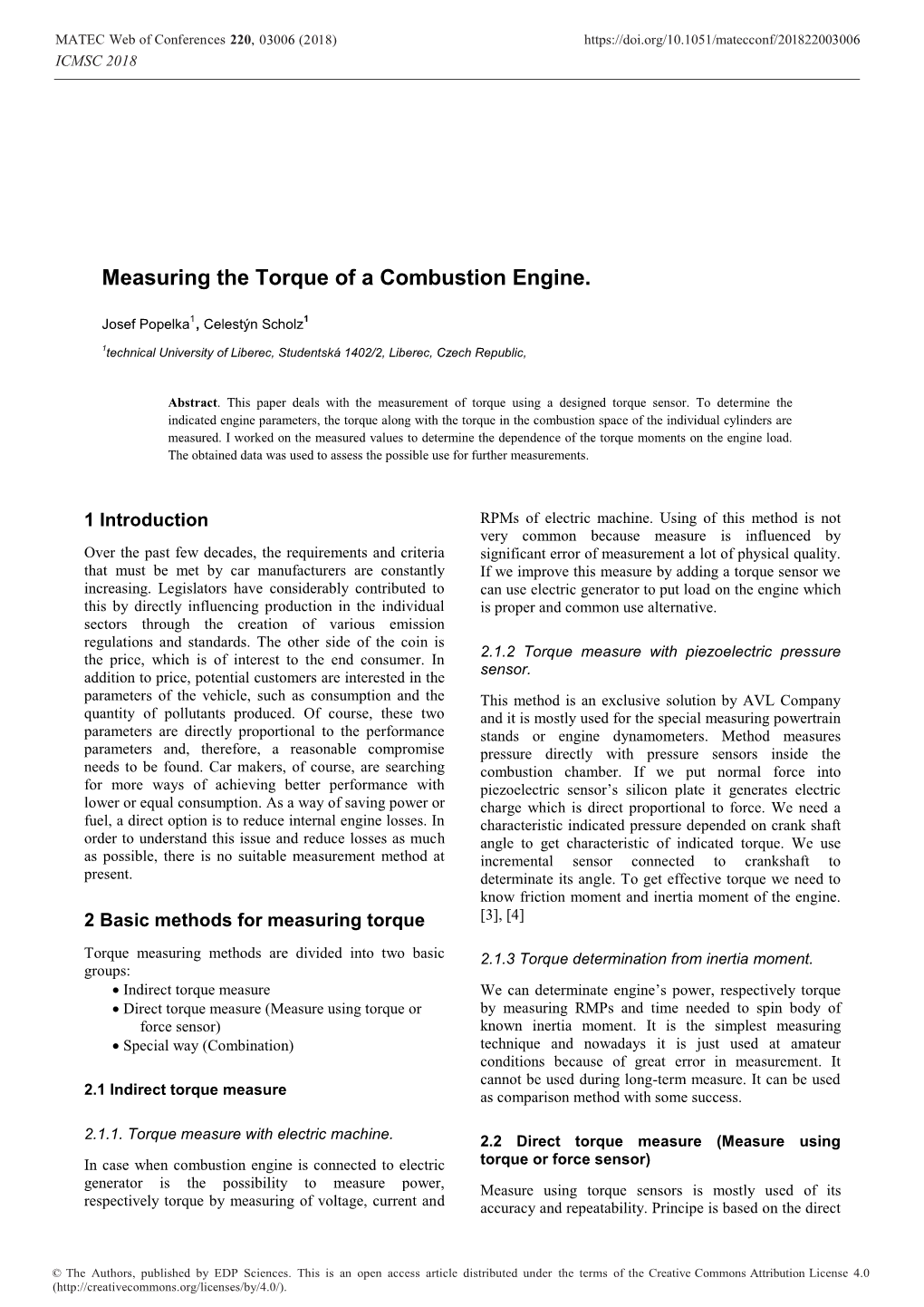 Measuring the Torque of a Combustion Engine