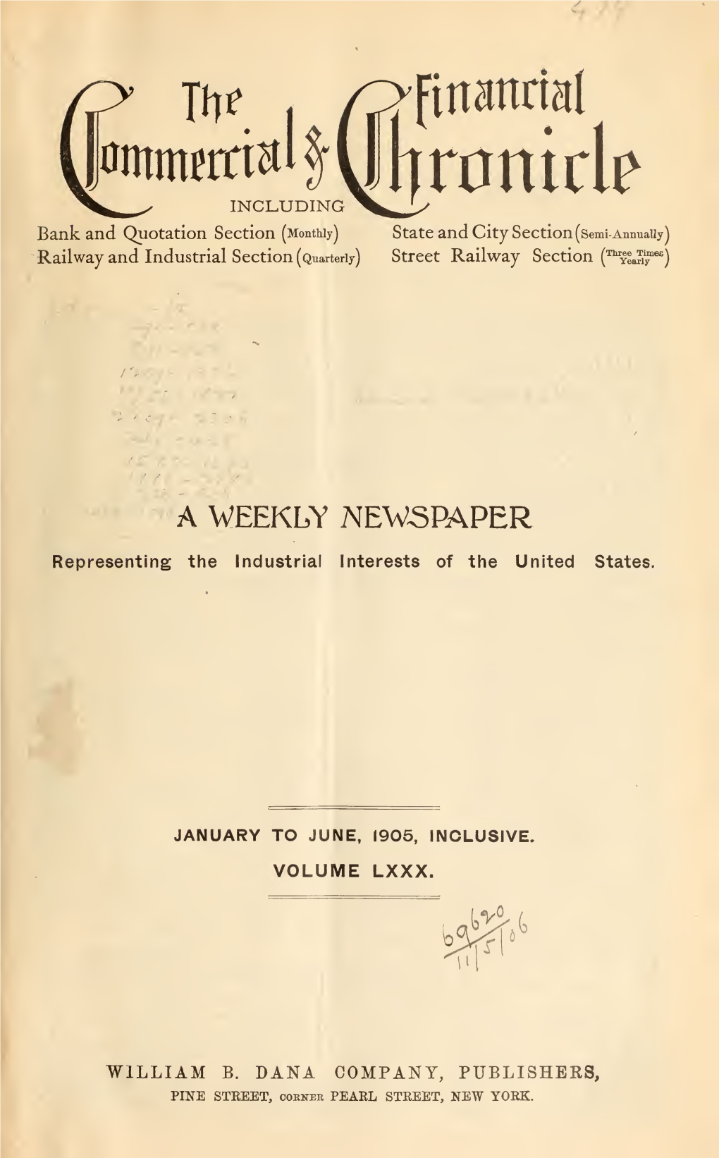 Index to the Eightieth Volume, January 1 to June 30, 1905, Vol. 80