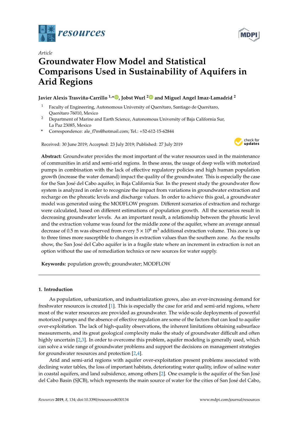 Groundwater Flow Model and Statistical Comparisons Used in Sustainability of Aquifers in Arid Regions