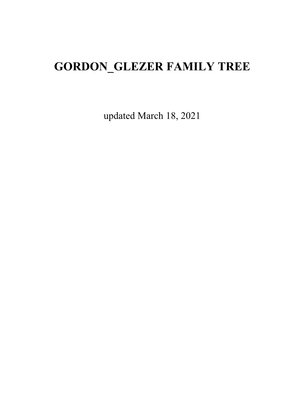 Glezer/Glasser Family Tree