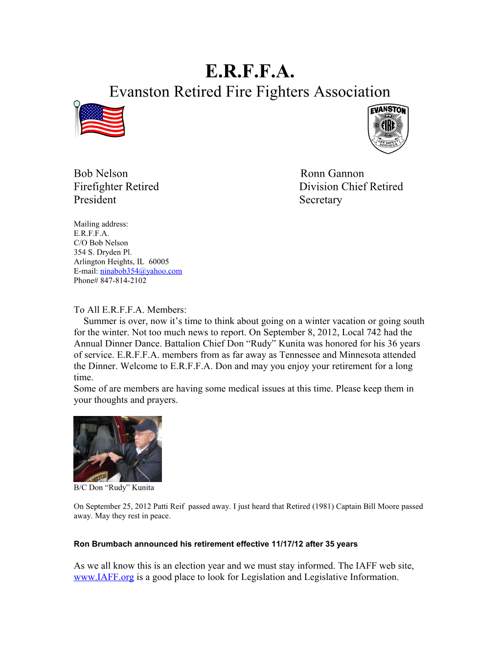 Evanston Retired Fire Fighters Association