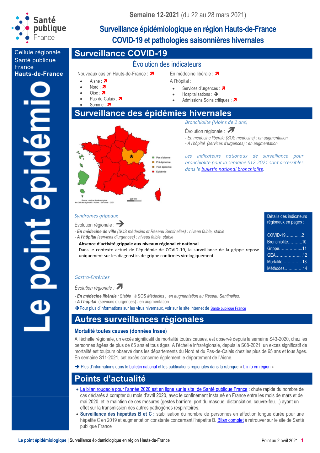 Surveillance Sanitaire Dans Les Hauts-De-France. Point Au 2 Avril