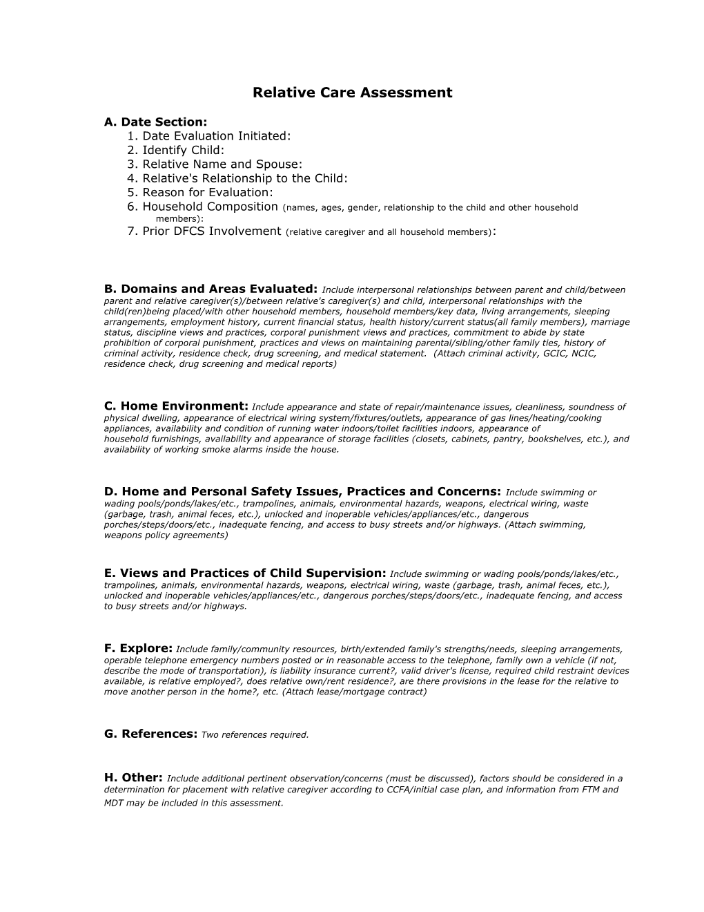 Relative Care Assessment