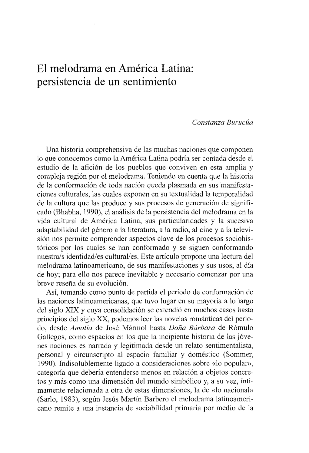 El Melodrama En América Latina