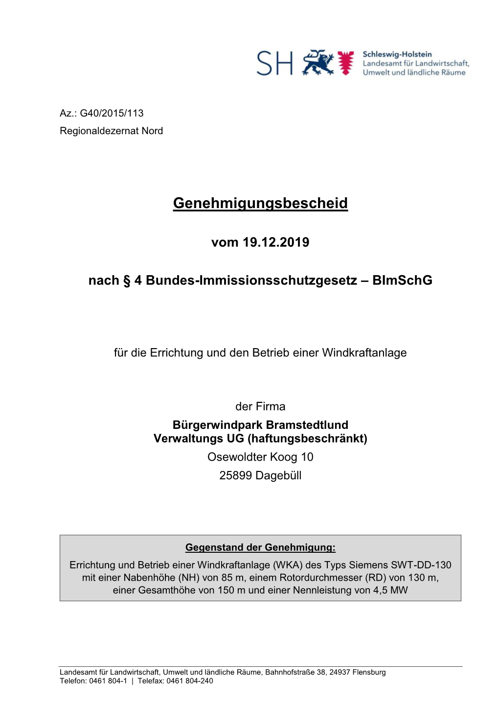 Genehmigungsbescheid