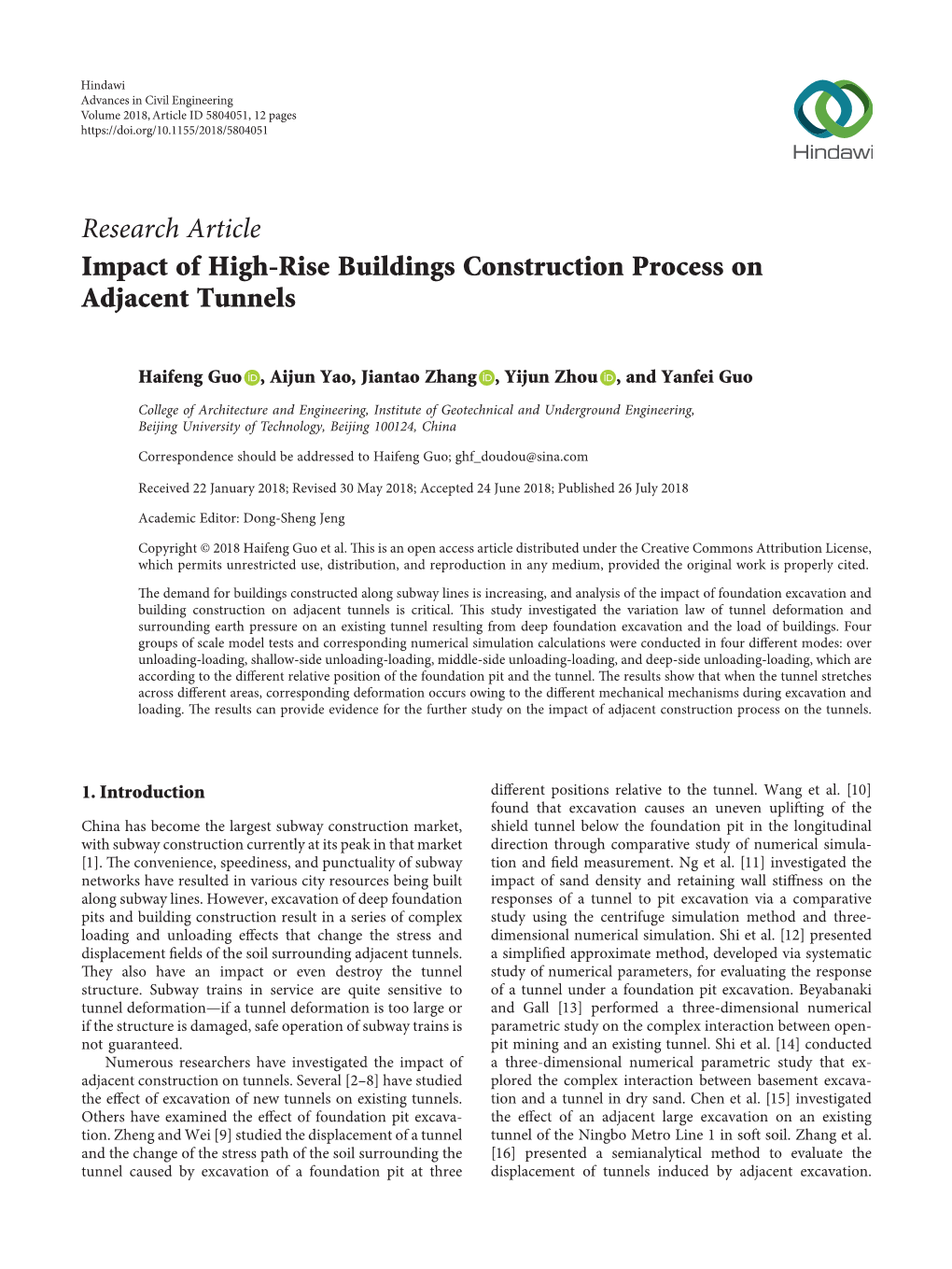 Impact of High-Rise Buildings Construction Process on Adjacent Tunnels