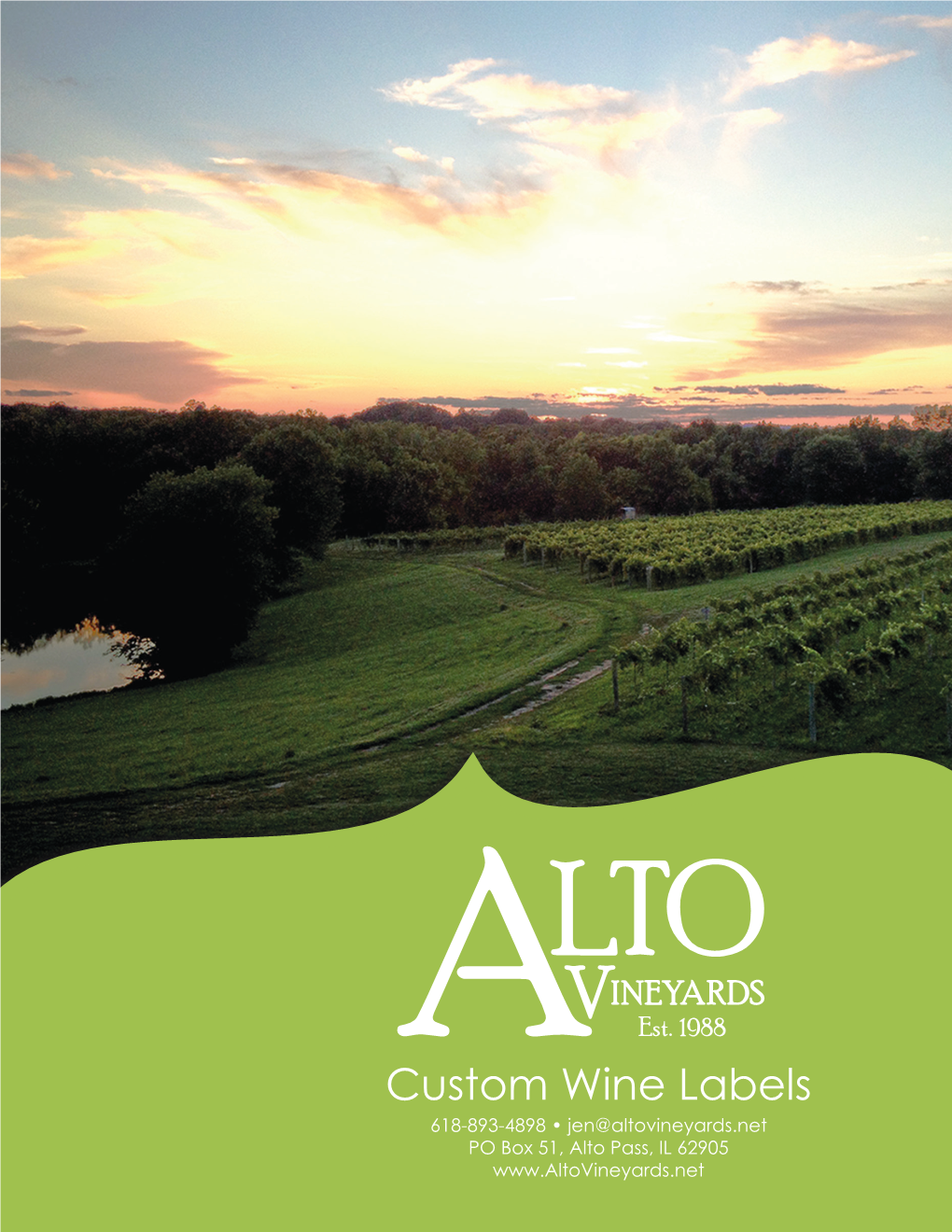 Custom Wine Labels 618-893-4898 • Jen@Altovineyards.Net PO Box 51, Alto Pass, IL 62905 { Background }