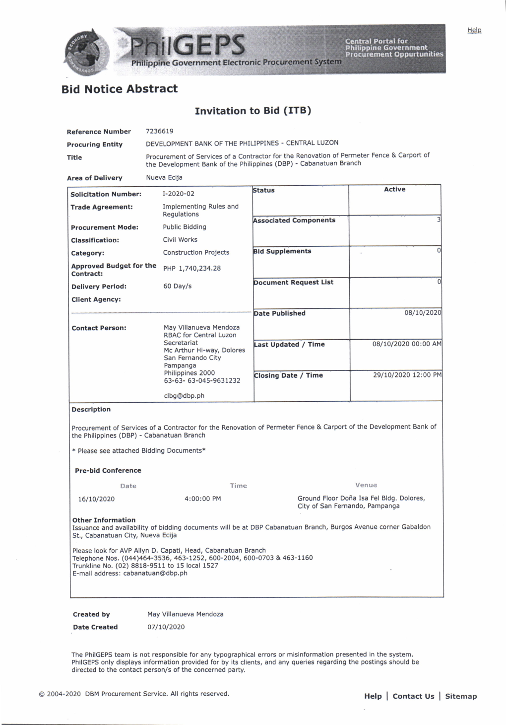 Phiigeps Bid Notice