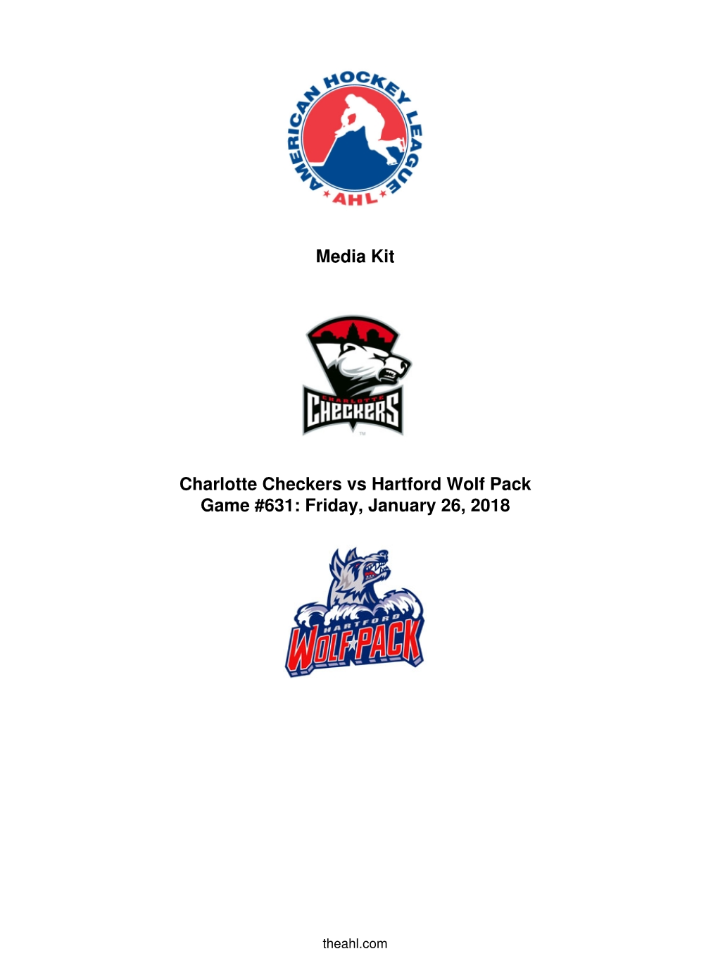 Media Kit Charlotte Checkers Vs Hartford Wolf Pack Game #631