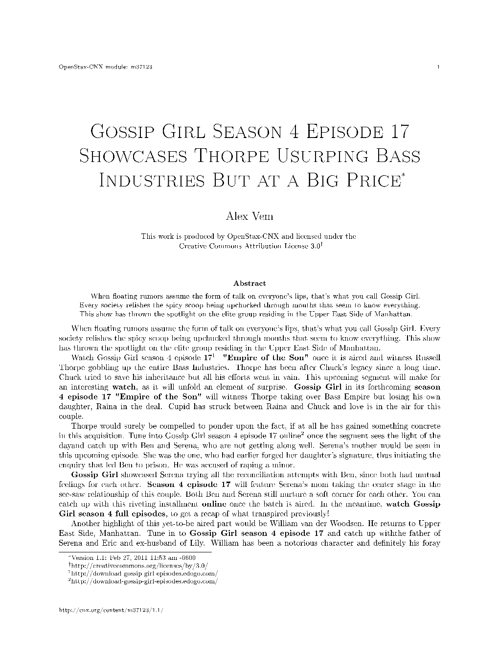 Gossip Girl Season 4 Episode 17 Showcases Thorpe Usurping Bass Industries but at a Big Price*