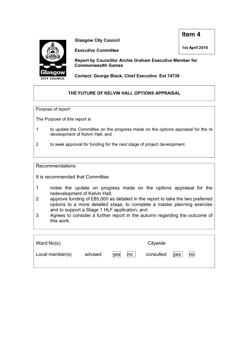 Item 4 Glasgow City Council 1St April 2010 Executive Committee