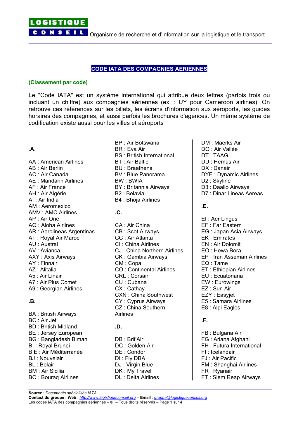 Codes Iata Des Compagnies Ariennes