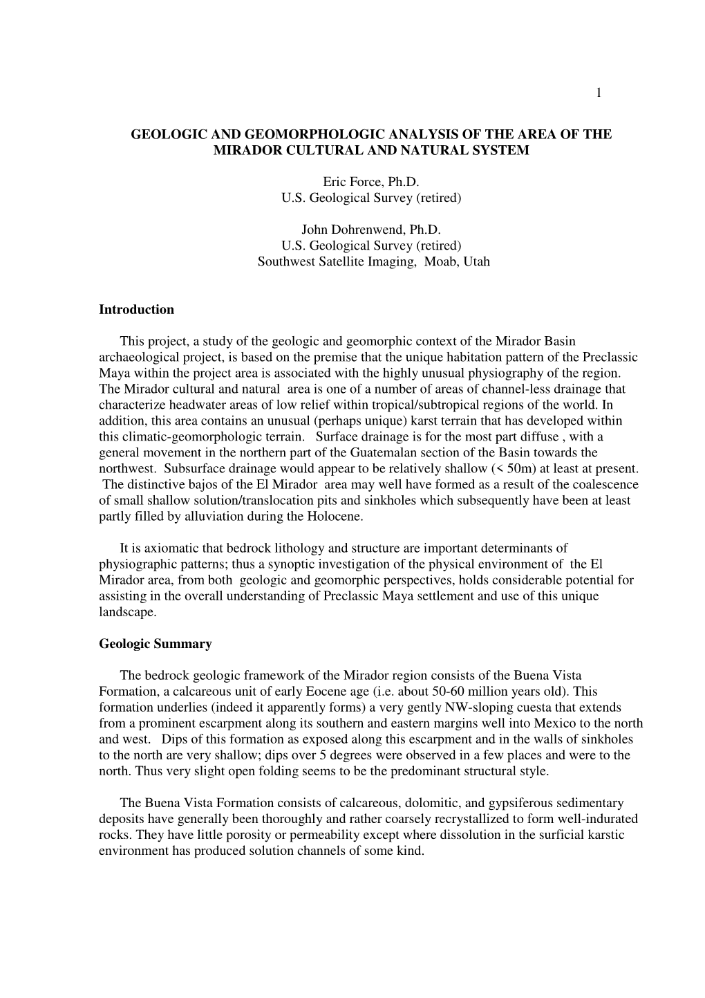 Force and Dohrenwend, Draft., Geologic-Geomorphic Analysis