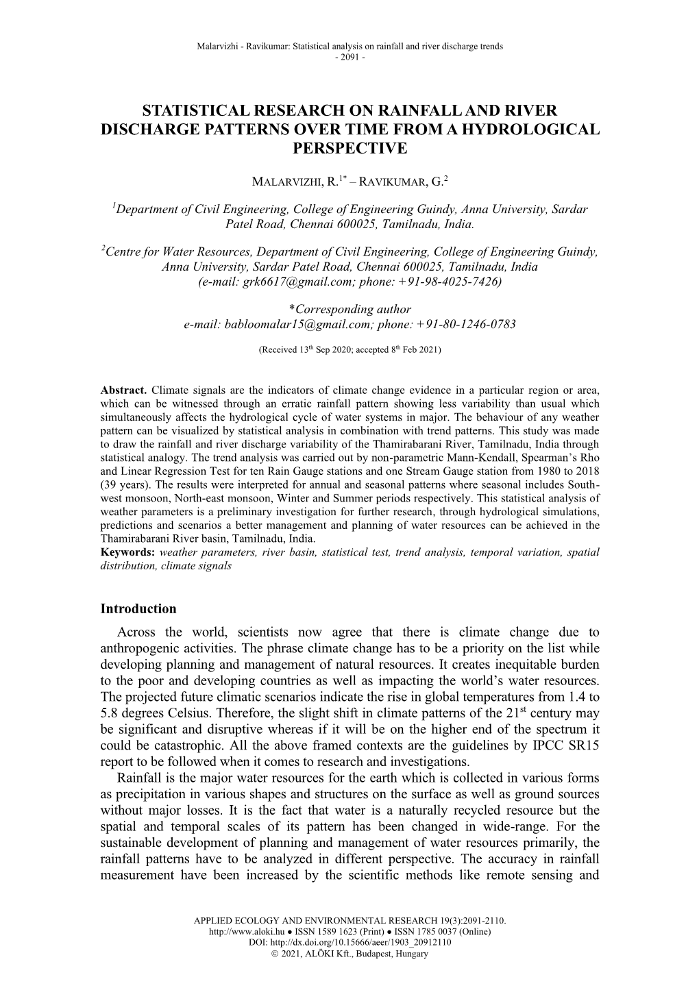 Statistical Research on Rainfall and River Discharge Patterns Over Time from a Hydrological Perspective