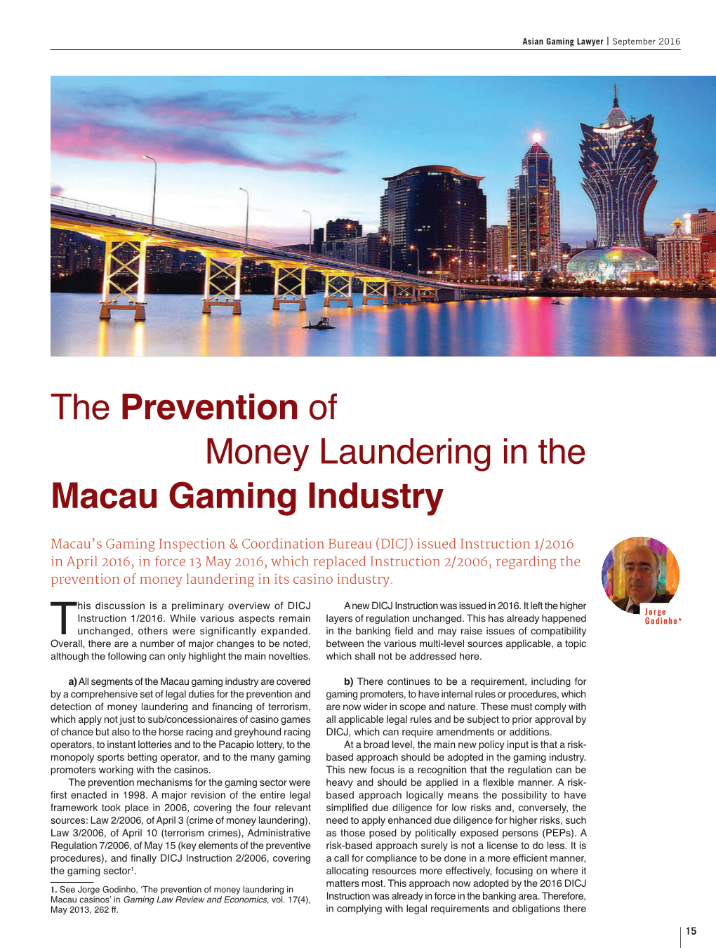 The Prevention of Money Laundering in the Macau Gaming Industry