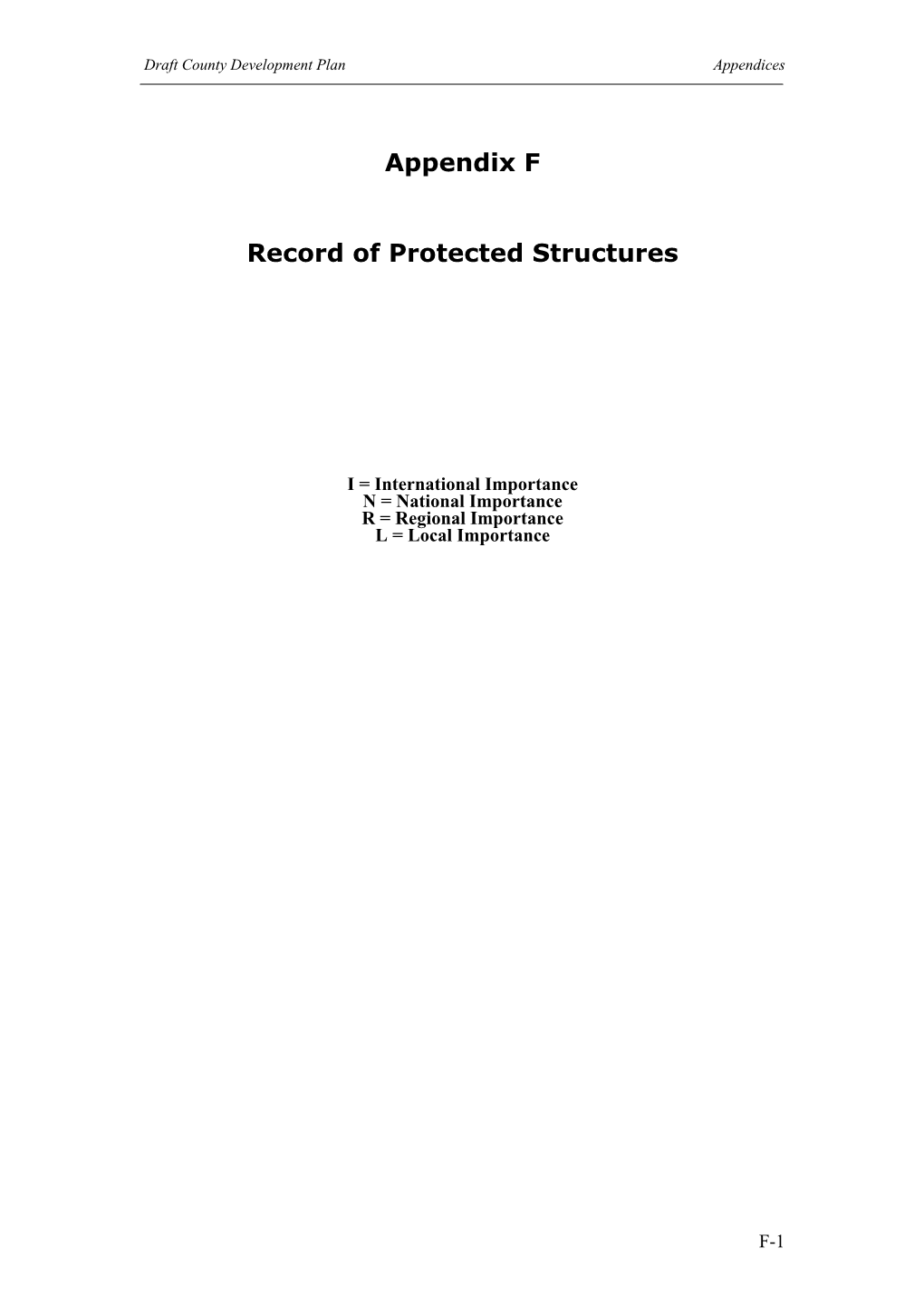 Appendix F Record of Protected Structures