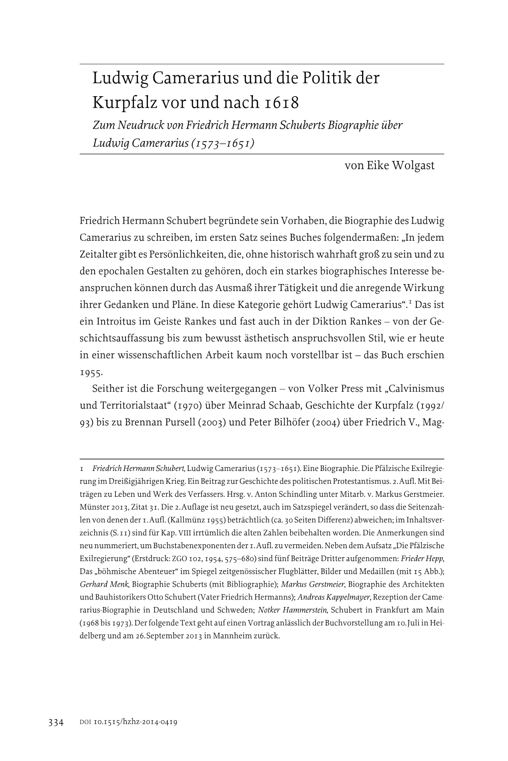 Ludwig Camerarius Und Die Politik Der Kurpfalz Vor Und Nach 1618