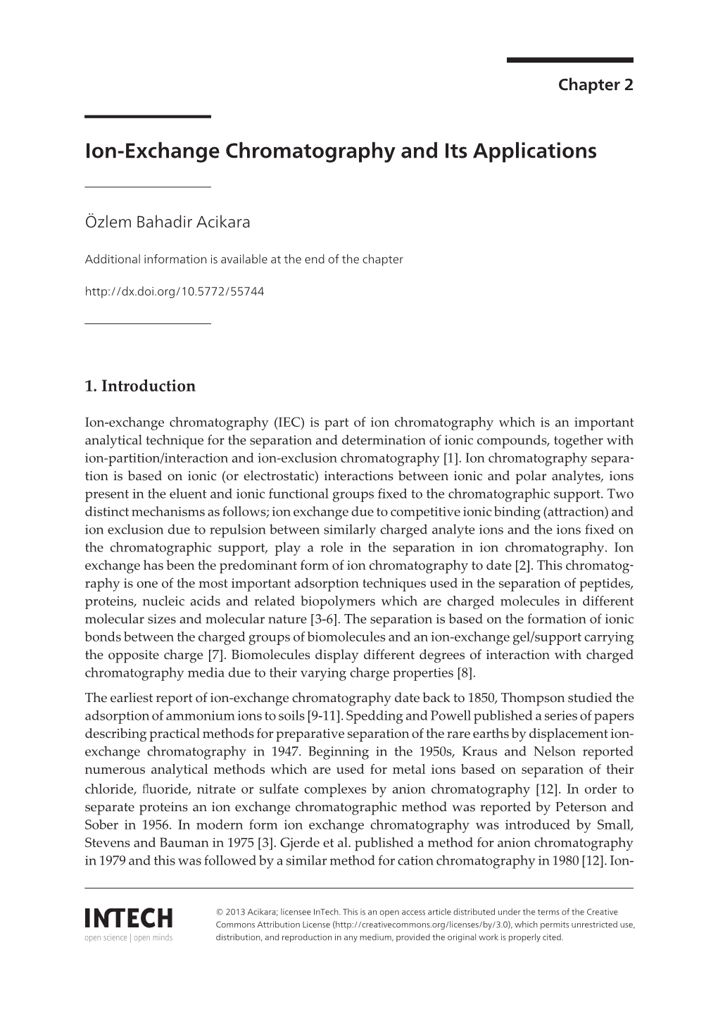 Ion-Exchange Chromatography and Its Applications