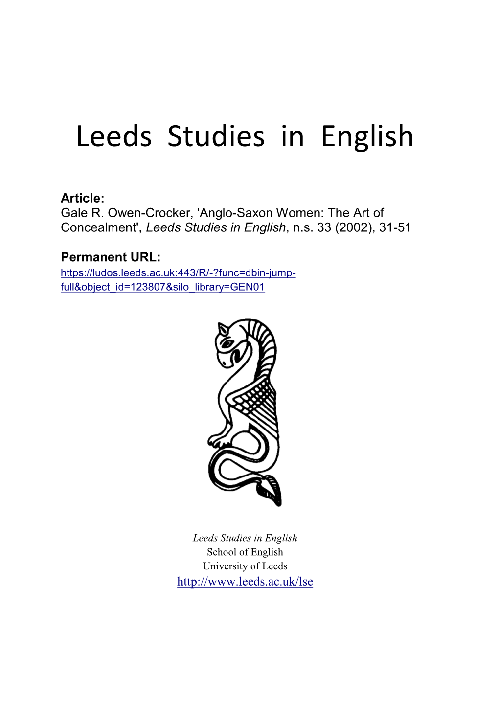 Leeds Studies in English