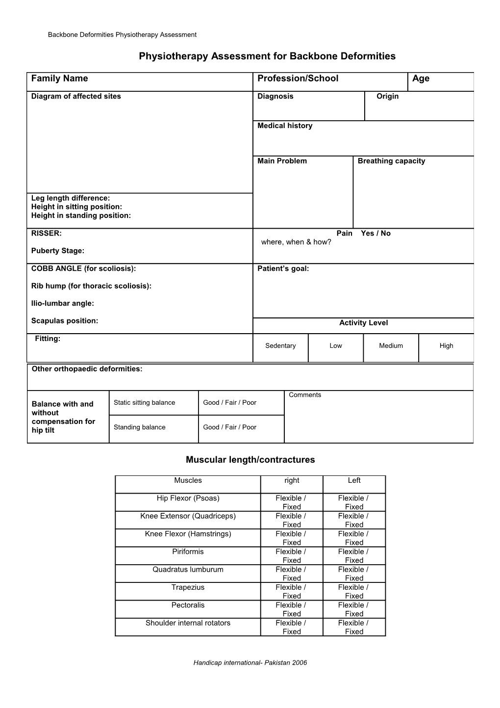 Physiotherapy Assessment for Backbone Deformities