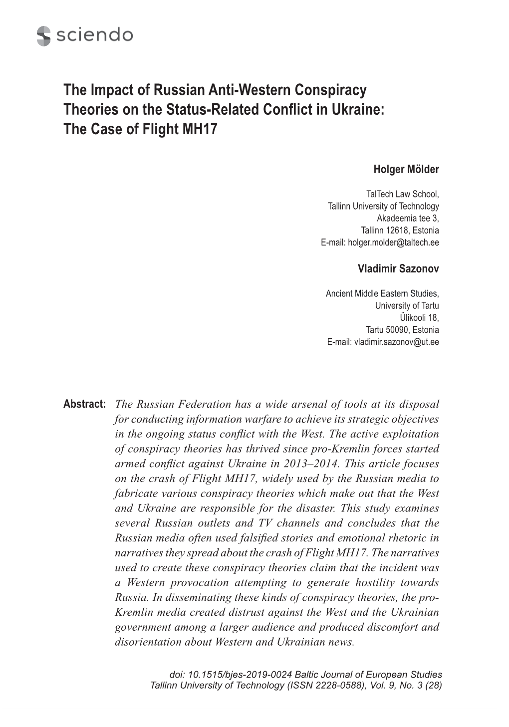 The Case of Flight MH17