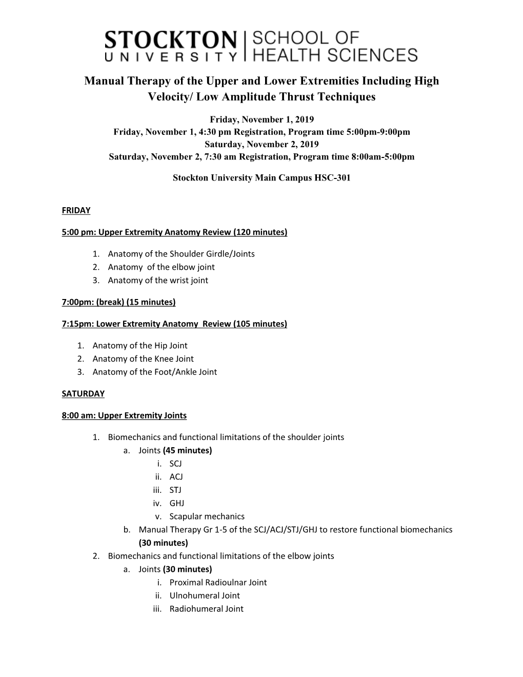 Manual Therapy of the Upper and Lower Extremities Including High Velocity/ Low Amplitude Thrust Techniques