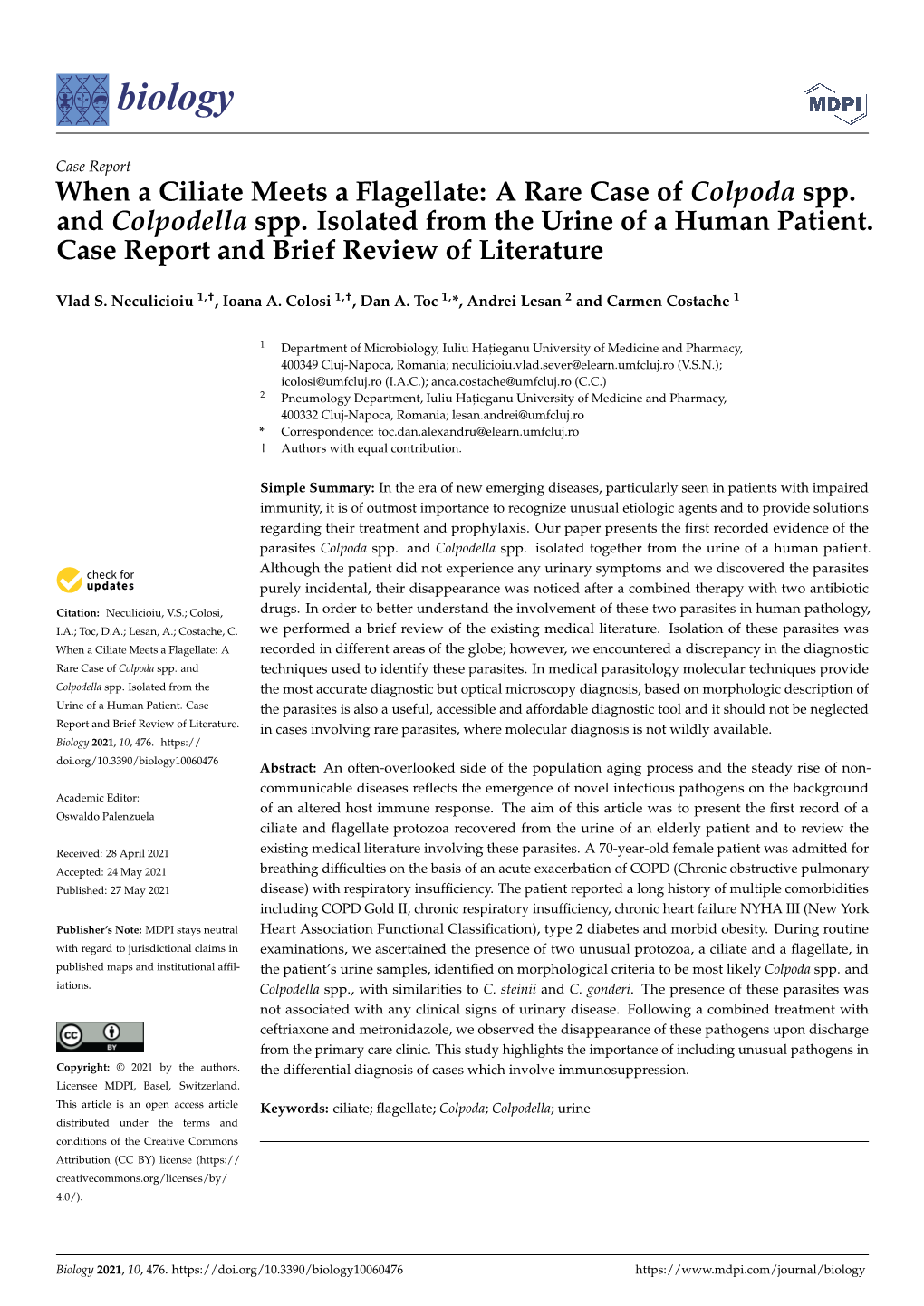 When a Ciliate Meets a Flagellate: a Rare Case of Colpoda Spp. and Colpodella Spp