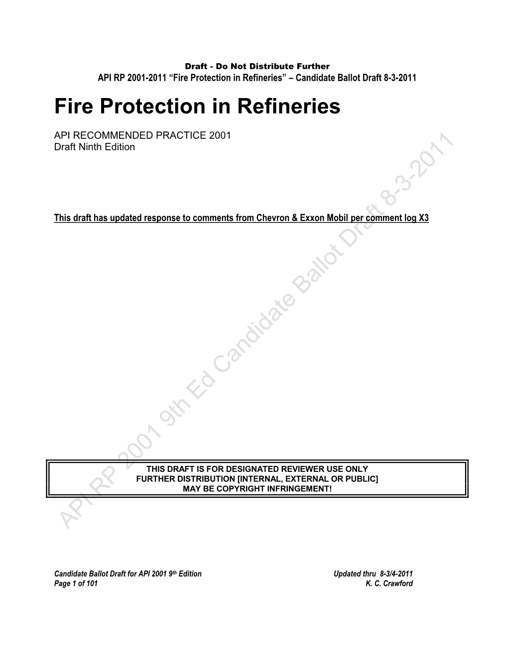 Fire Protection in Refineries” – Candidate Ballot Draft 8-3-2011
