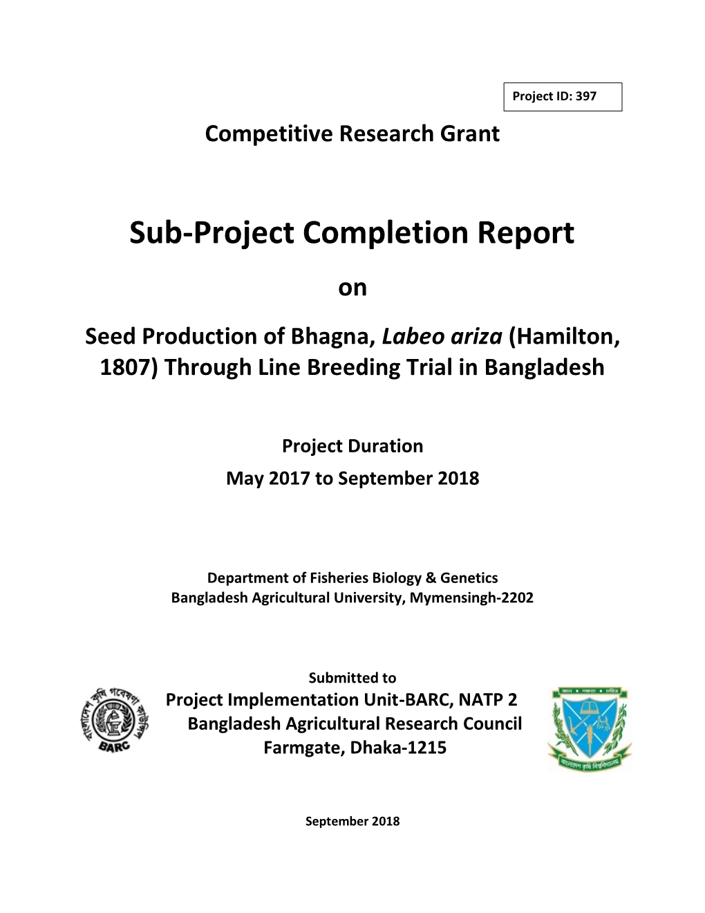 Sub-Project Completion Report