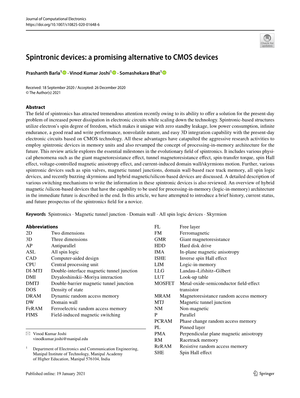 Spintronic Devices: a Promising Alternative to CMOS Devices