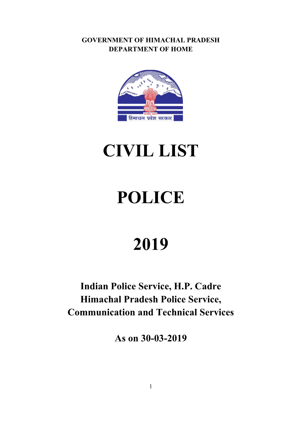 Civil List Police 2019
