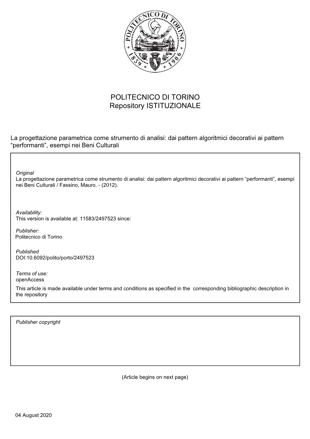 POLITECNICO DI TORINO Repository ISTITUZIONALE